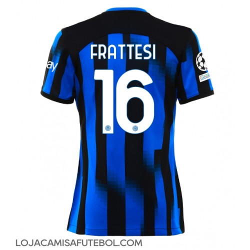 Camisa de Futebol Inter Milan Davide Frattesi #16 Equipamento Principal Mulheres 2023-24 Manga Curta